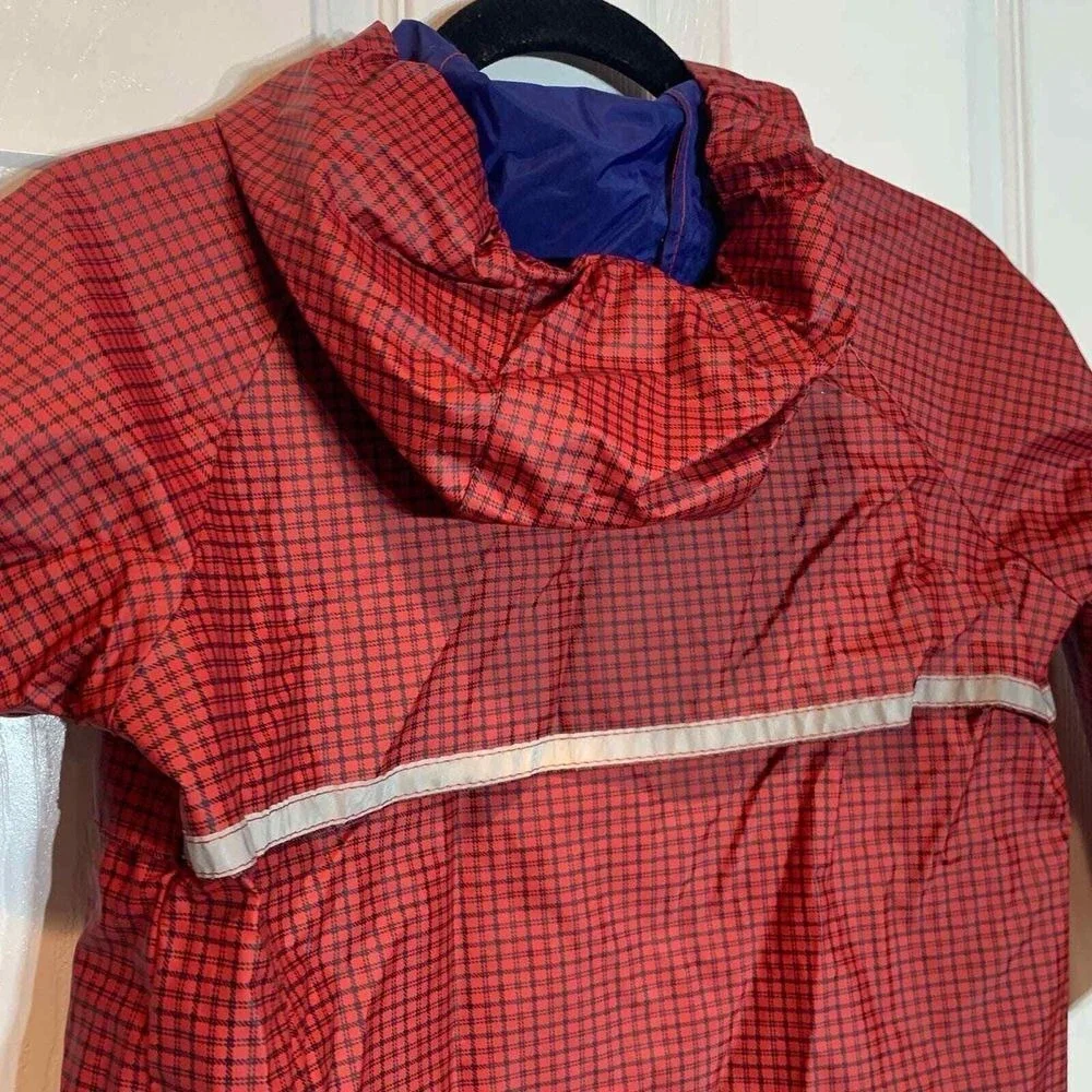 EUC Land's End Red and Blue Plaid Raincoat Windbreaker Size‎ Medium (5-6)